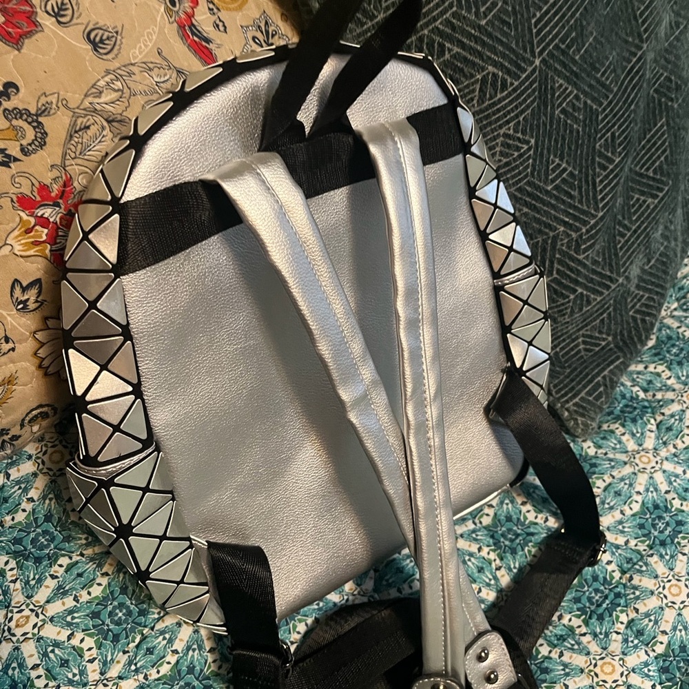 Geometric Design Silver Backpack - image 6